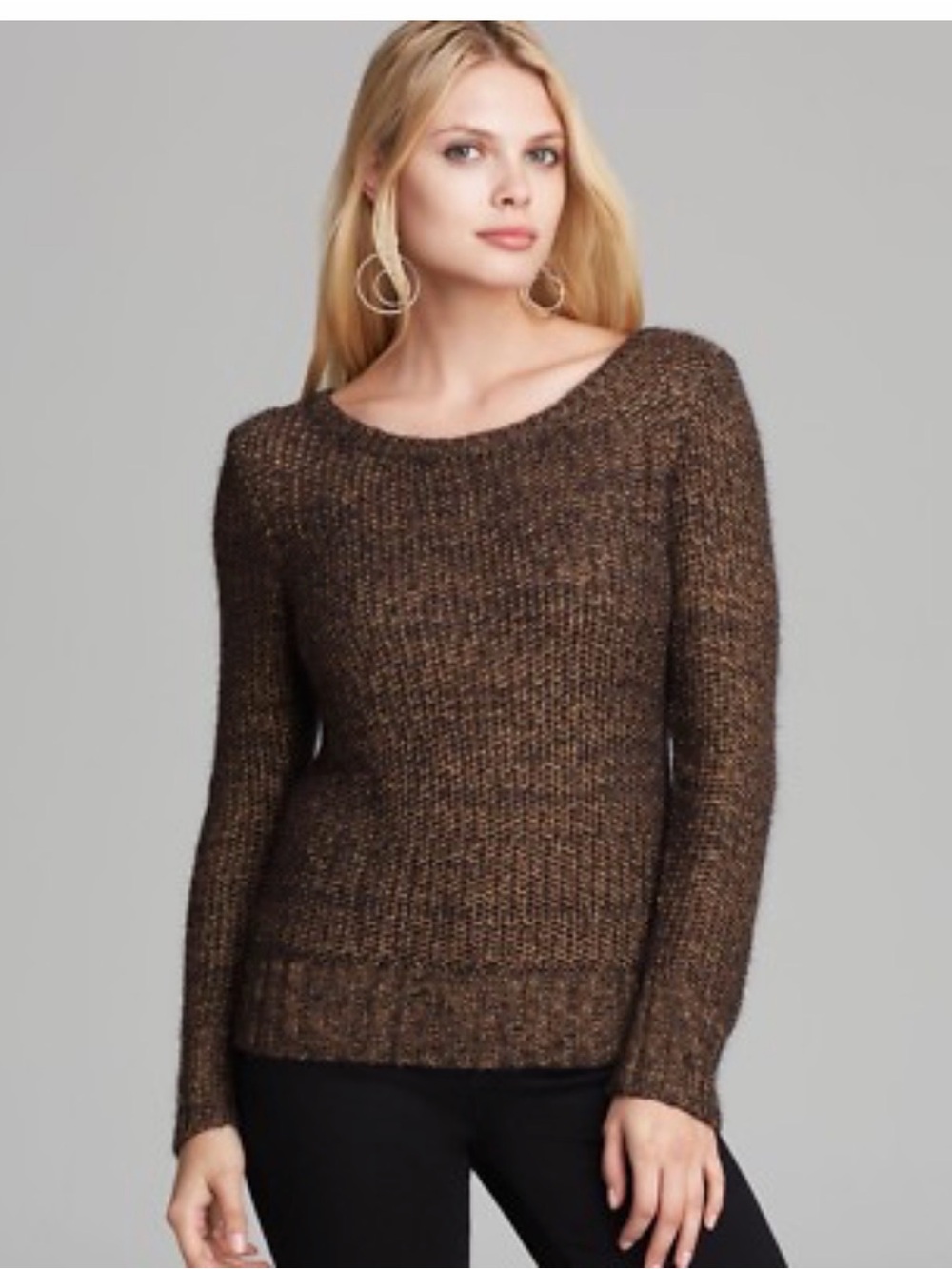 Eileen Fisher Women's Metallic Knit Sweater - Brown